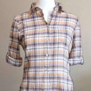 L.E.I. Yellow Flannel Top Size M